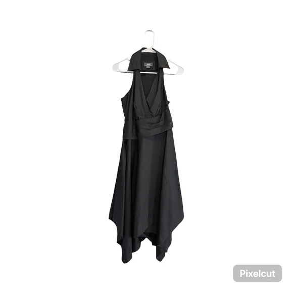 Maeve | Dresses | Maeve Asymmetrical Halter Midi Wrap Shirt Dress Collar V  Neck Black Size | Poshmark